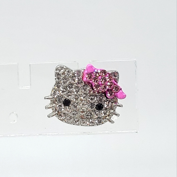 SOLD Hello Kitty Pink Rhinestone Stud Earrings Barbie Anime - Picture 2 of 3